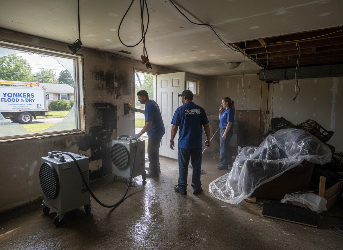 Water Damage Restoration work by Safesurge Repair in Yonkers, NewYork